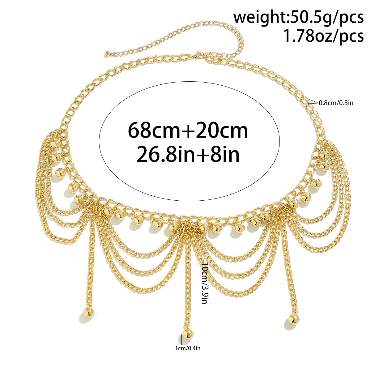 Trendy Layered Relief Coin Tassel Curb Waist Chain