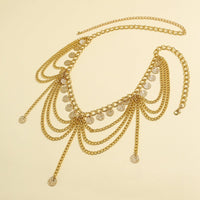 Thumbnail for Trendy Layered Relief Coin Tassel Curb Waist Chain