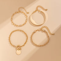 Thumbnail for Trendy Layered Round Disk Charm Rope Cable Chain Bracelet Set