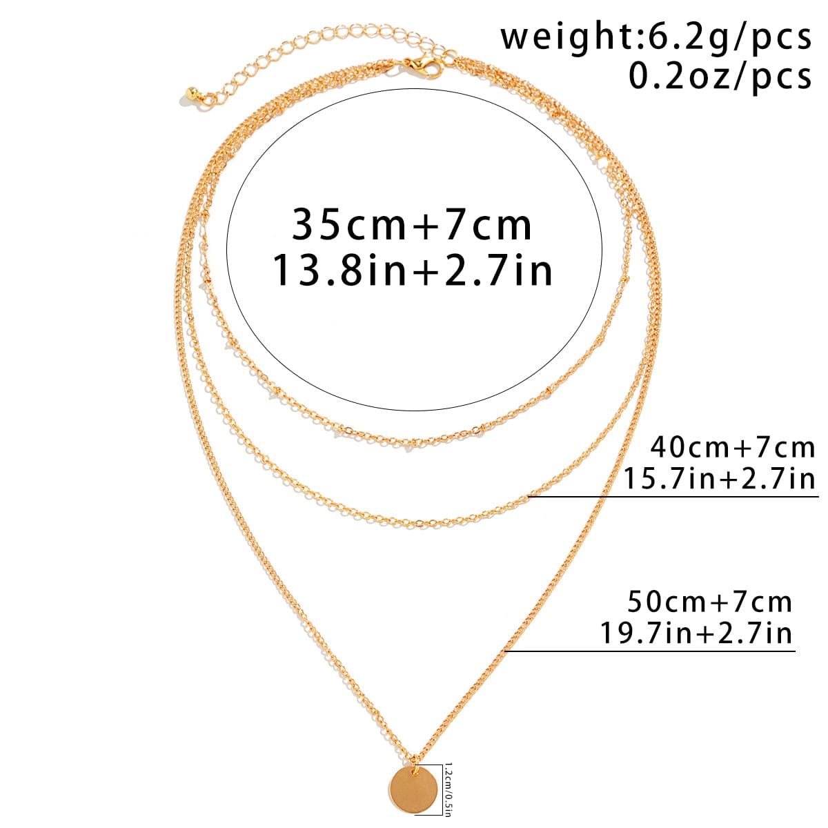 Trendy Layered Round Disk Pendant Cable Chain Necklace Set - ArtGalleryZen