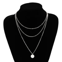 Thumbnail for Trendy Layered Round Disk Pendant Cable Chain Necklace Set - ArtGalleryZen