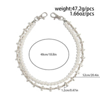 Thumbnail for Trendy Layered Silver Tone Cross Pearl Trouser Chain - ArtGalleryZen