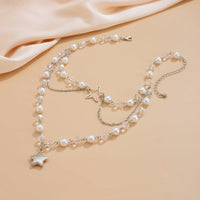 Thumbnail for Trendy Layered Star Pendant Pearl Crystal Chain Necklace