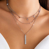 Thumbnail for Trendy Layered Star Tassel Bar Pendant Cable Chain Necklace Set - ArtGalleryZen