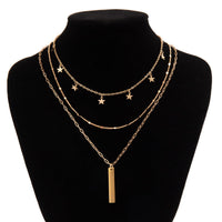 Thumbnail for Trendy Layered Star Tassel Bar Pendant Cable Chain Necklace Set - ArtGalleryZen