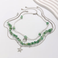 Thumbnail for Trendy Layered Star Tree Pendant Turquoise Stone Seed Beaded Chain Necklace Set