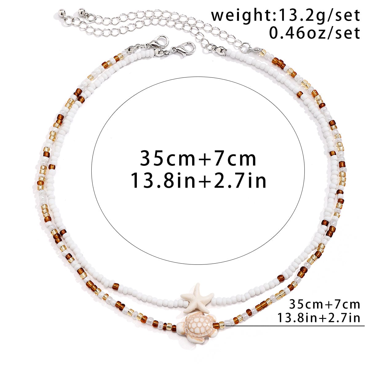 Trendy Layered Starfish Turtle Seed Bead Necklace Set - ArtGalleryZen