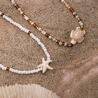 Thumbnail for Trendy Layered Starfish Turtle Seed Bead Necklace Set - ArtGalleryZen
