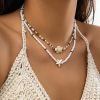 Thumbnail for Trendy Layered Starfish Turtle Seed Bead Necklace Set - ArtGalleryZen