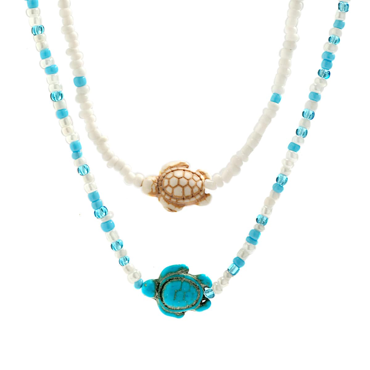 Trendy Layered Starfish Turtle Seed Bead Necklace Set - ArtGalleryZen