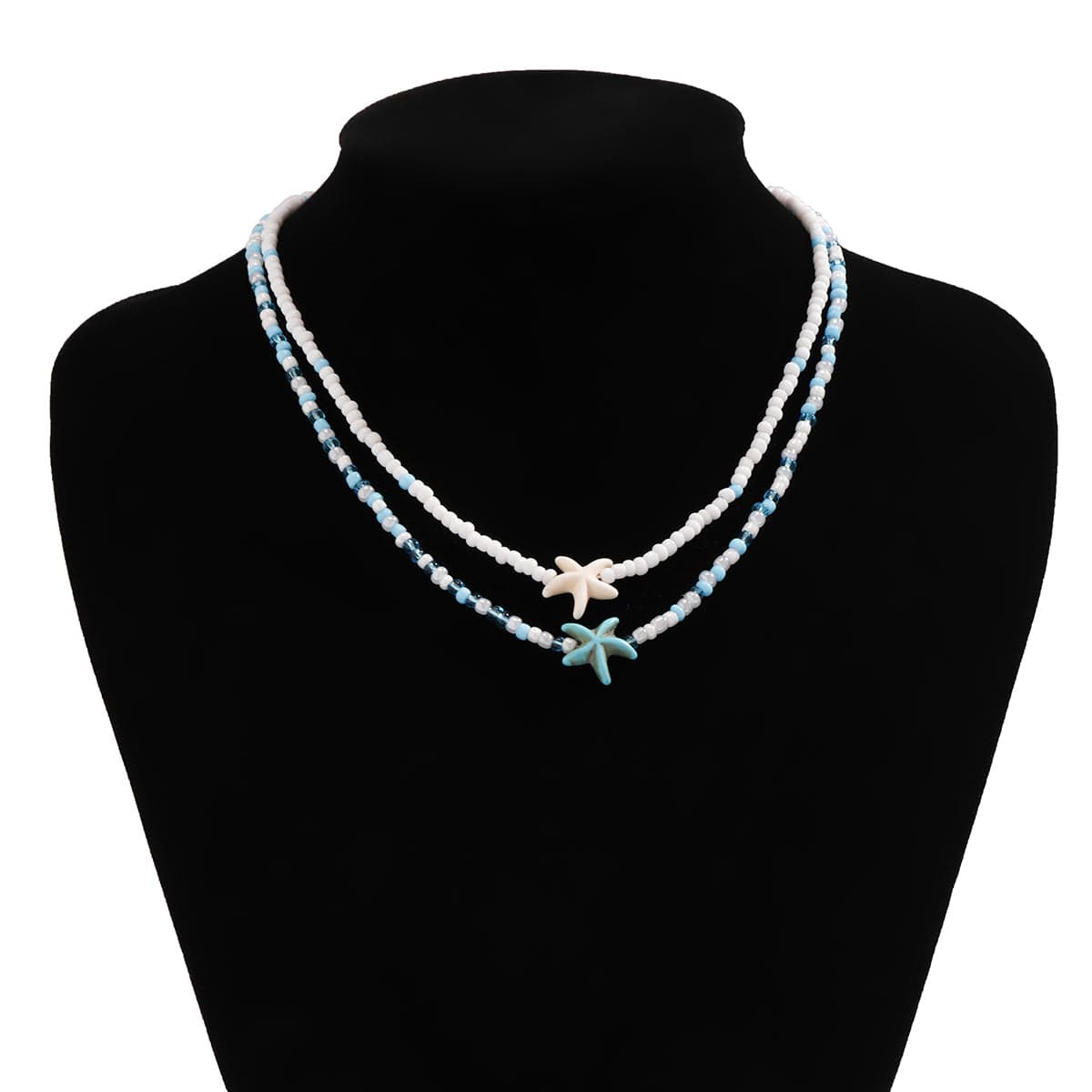 Trendy Layered Starfish Turtle Seed Bead Necklace Set - ArtGalleryZen