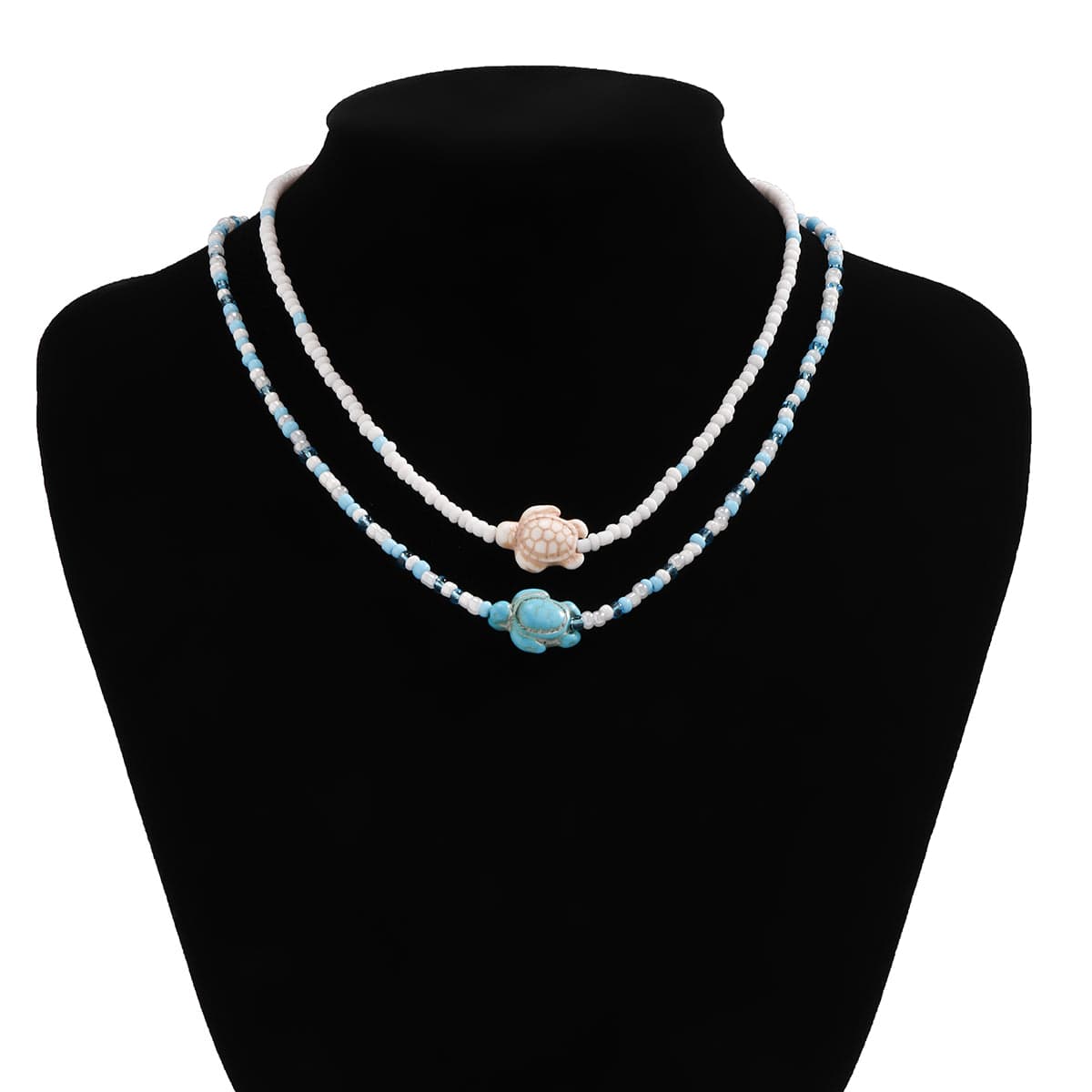 Trendy Layered Starfish Turtle Seed Bead Necklace Set - ArtGalleryZen