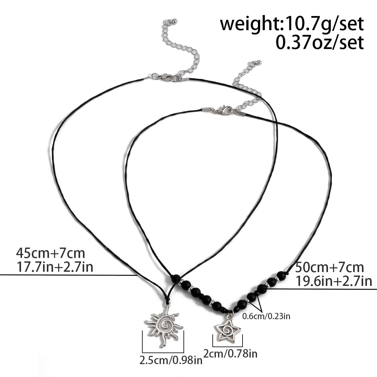 Trendy Layered Sun Star Pendant Wax Cord String Necklace Set - ArtGalleryZen