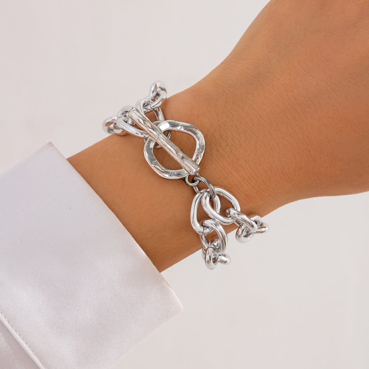 Trendy Layered Toggle Clasp Chunky Cable Chain Bracelet