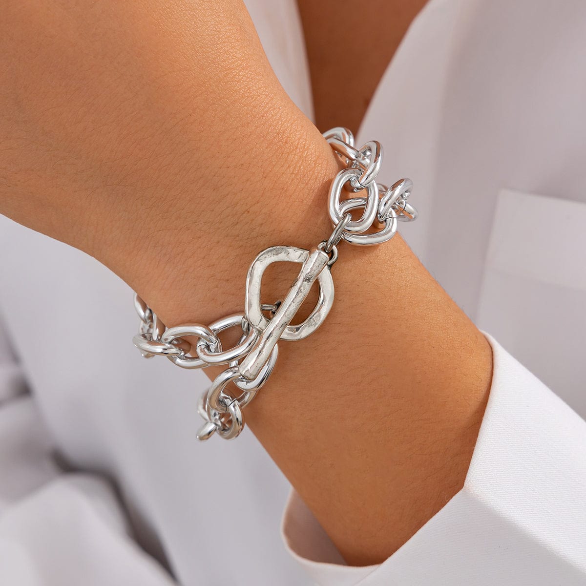 Trendy Layered Toggle Clasp Chunky Cable Chain Bracelet