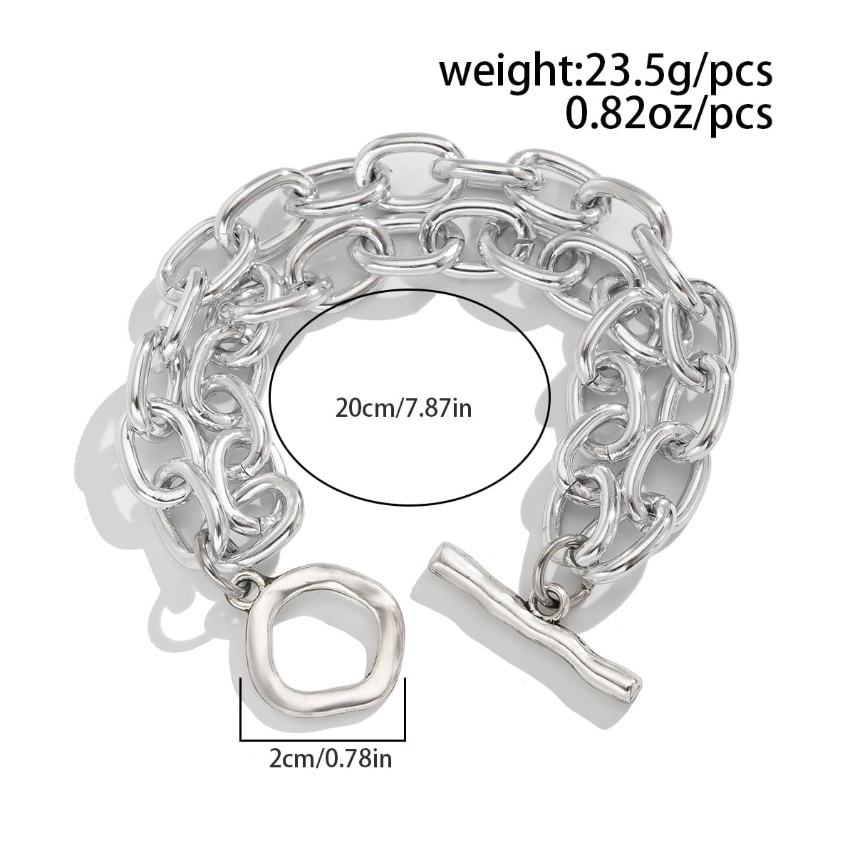 Trendy Layered Toggle Clasp Chunky Cable Chain Bracelet