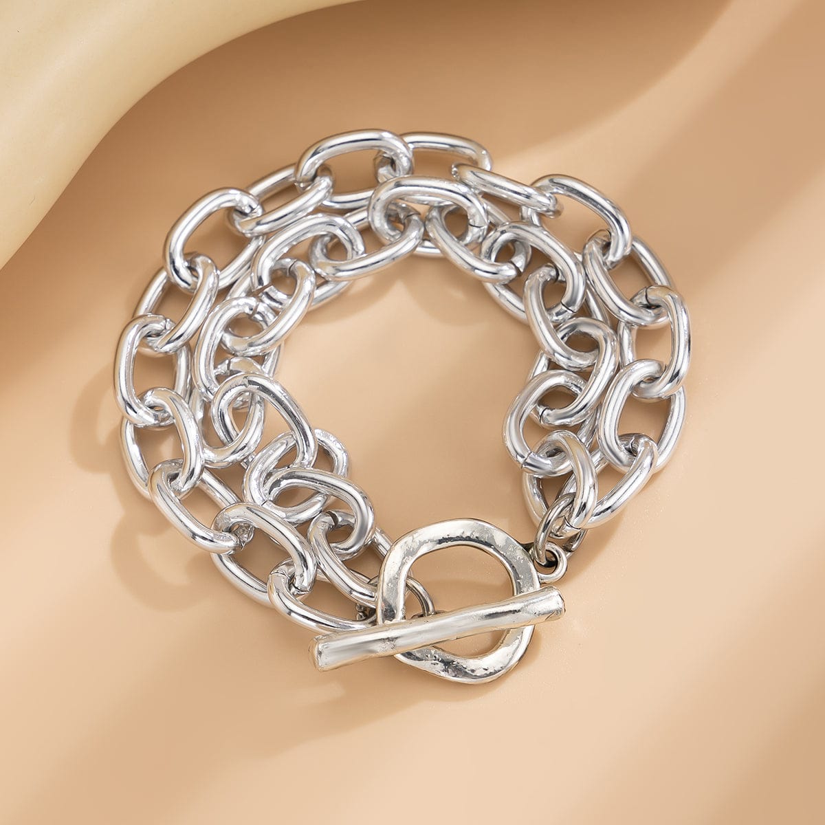 Trendy Layered Toggle Clasp Chunky Cable Chain Bracelet