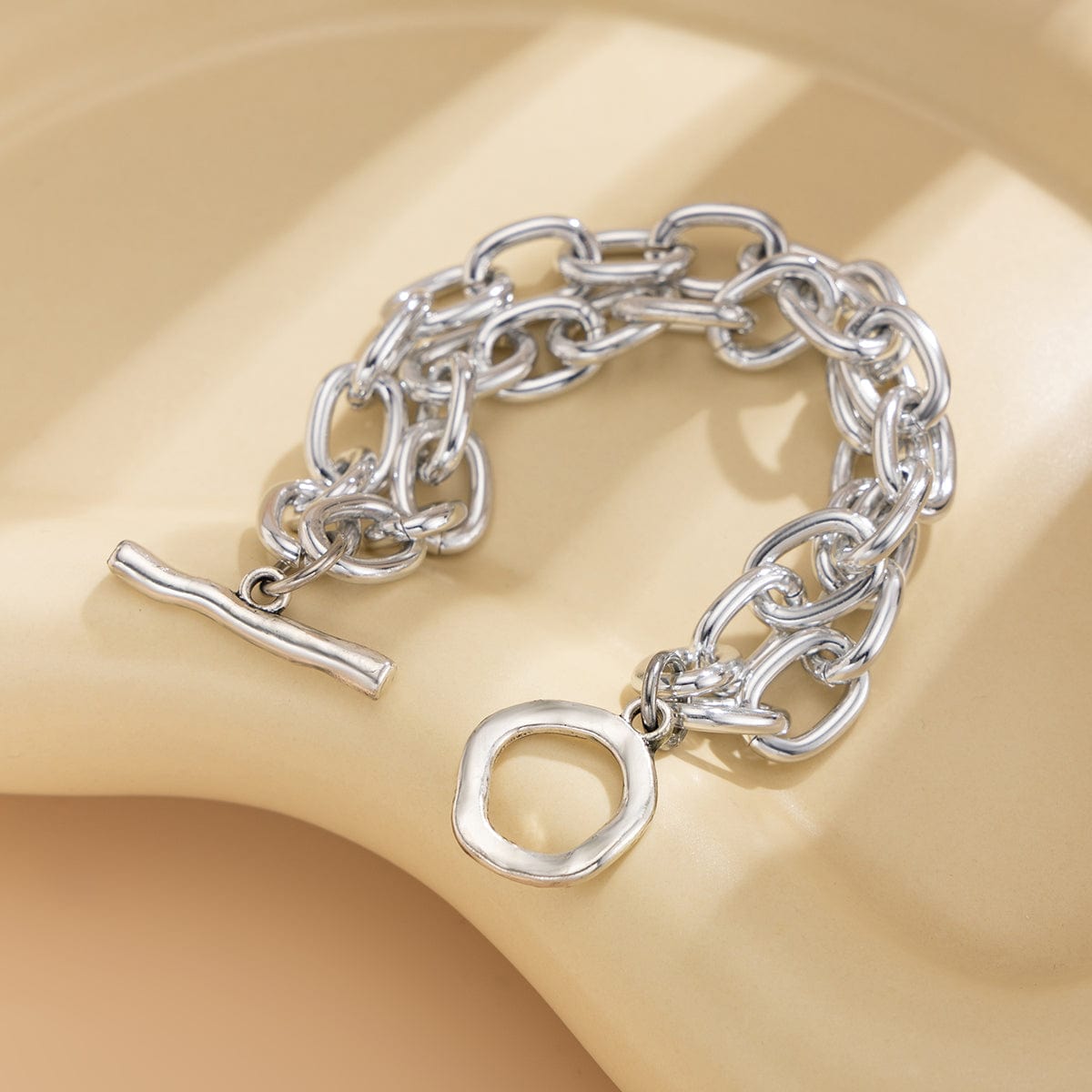 Trendy Layered Toggle Clasp Chunky Cable Chain Bracelet