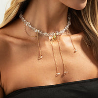 Thumbnail for Trendy Peace Dove Pendant Clear Turquoise Beaded Tassel Necklace - ArtGalleryZen