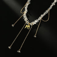 Thumbnail for Trendy Peace Dove Pendant Clear Turquoise Beaded Tassel Necklace - ArtGalleryZen