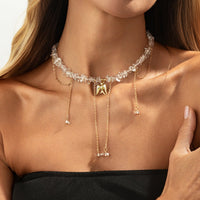 Thumbnail for Trendy Peace Dove Pendant Clear Turquoise Beaded Tassel Necklace - ArtGalleryZen