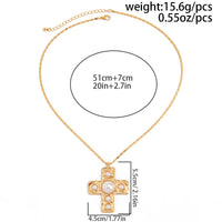 Thumbnail for Trendy Pearl Inlaid Cross Pendant Choker Necklace - ArtGalleryZen