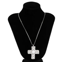Thumbnail for Trendy Pearl Inlaid Cross Pendant Choker Necklace - ArtGalleryZen