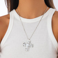 Thumbnail for Trendy Pearl Inlaid Cross Pendant Choker Necklace - ArtGalleryZen