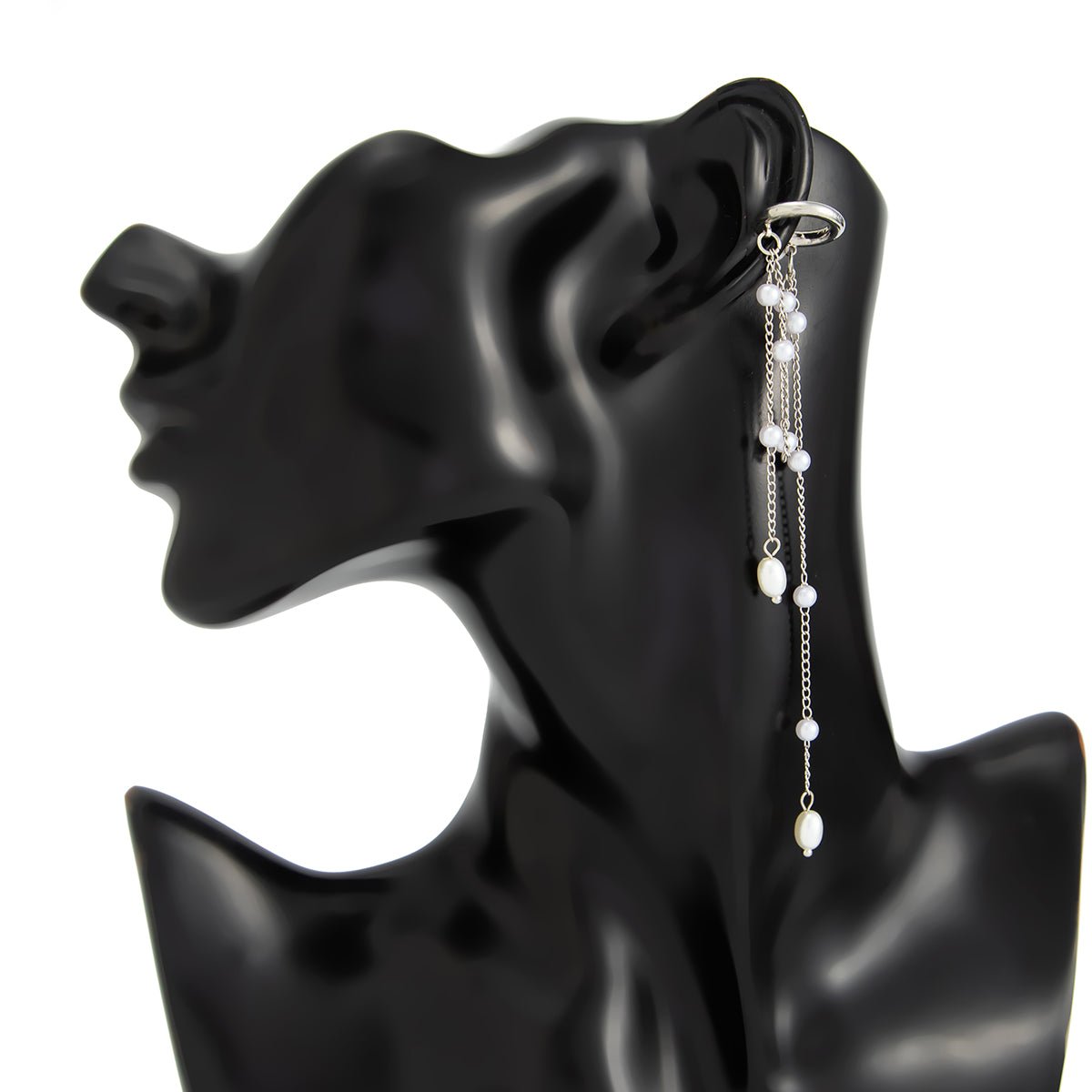 Trendy Pearl Long Chain Tassel Ear Cuff Earring - ArtGalleryZen