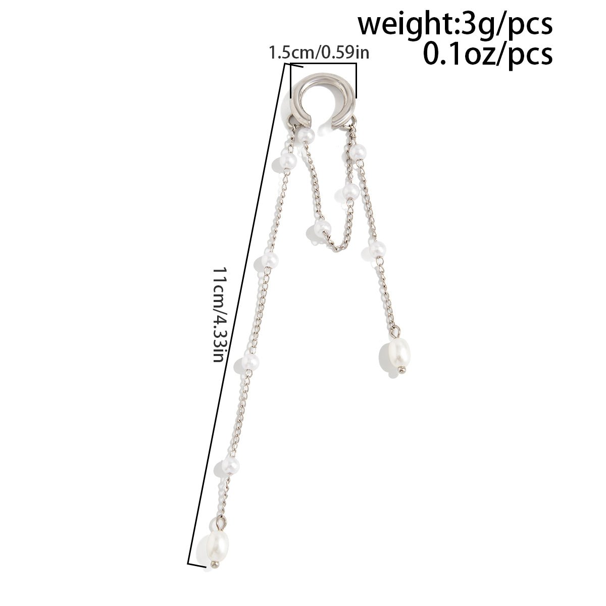 Trendy Pearl Long Chain Tassel Ear Cuff Earring - ArtGalleryZen