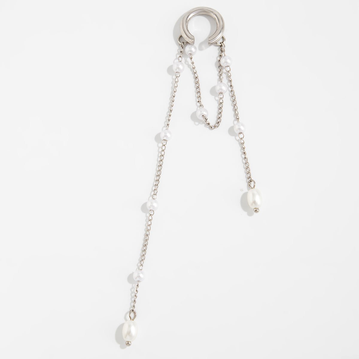 Trendy Pearl Long Chain Tassel Ear Cuff Earring - ArtGalleryZen