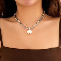 Thumbnail for Trendy Pearl Pendant Inlaid Claw Chain Necklace - ArtGalleryZen