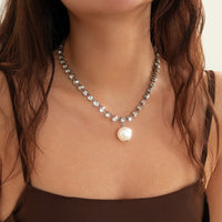 Thumbnail for Trendy Pearl Pendant Inlaid Claw Chain Necklace - ArtGalleryZen