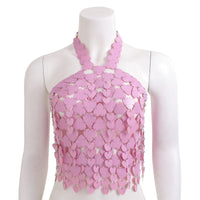 Thumbnail for Trendy Pink Lingerie Halter Top Backless Glitter Heart Sequins Bra - ArtGalleryZen