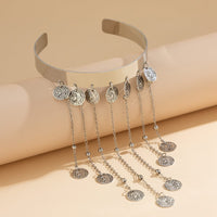 Thumbnail for Trendy Relief Coin Tassel Saturn Chain Open Arm Cuff