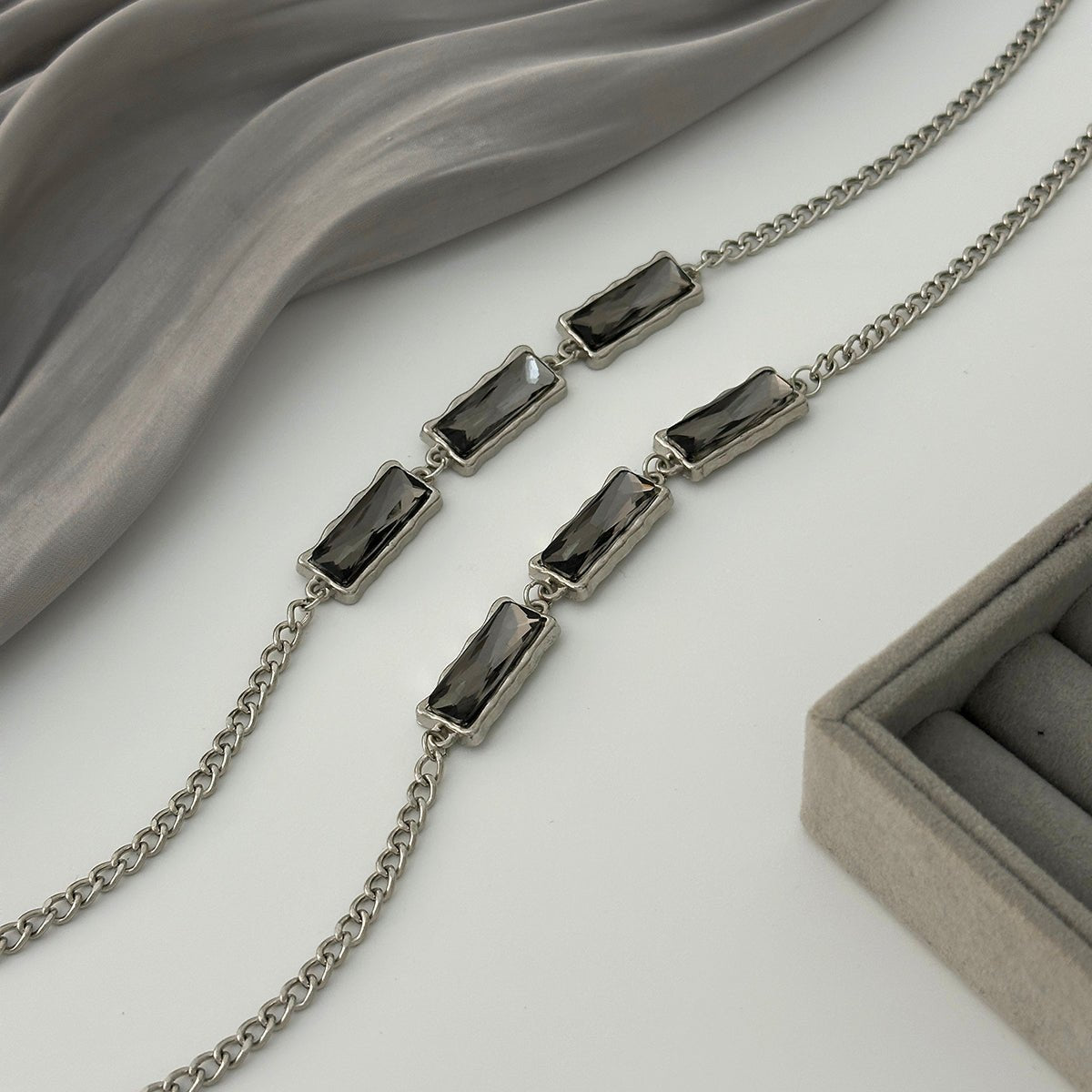 Trendy Rhinestone Long Chain Necklace - ArtGalleryZen