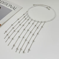 Thumbnail for Trendy Saturn Chain Tassel Crystal Beaded Necklace - ArtGalleryZen