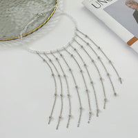 Thumbnail for Trendy Saturn Chain Tassel Crystal Beaded Necklace - ArtGalleryZen