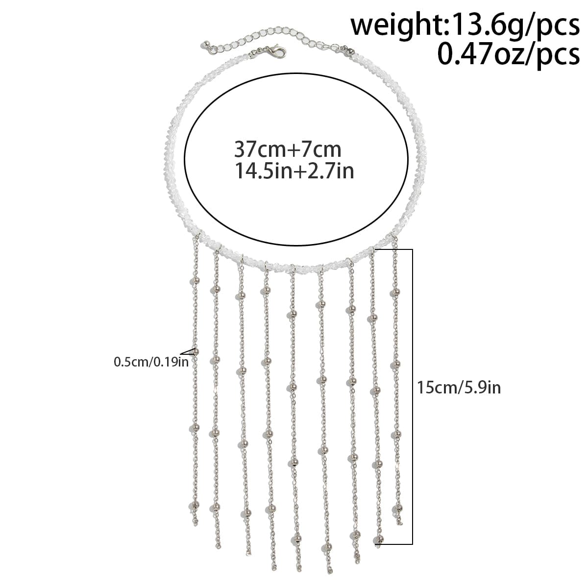 Trendy Saturn Chain Tassel Crystal Beaded Necklace - ArtGalleryZen