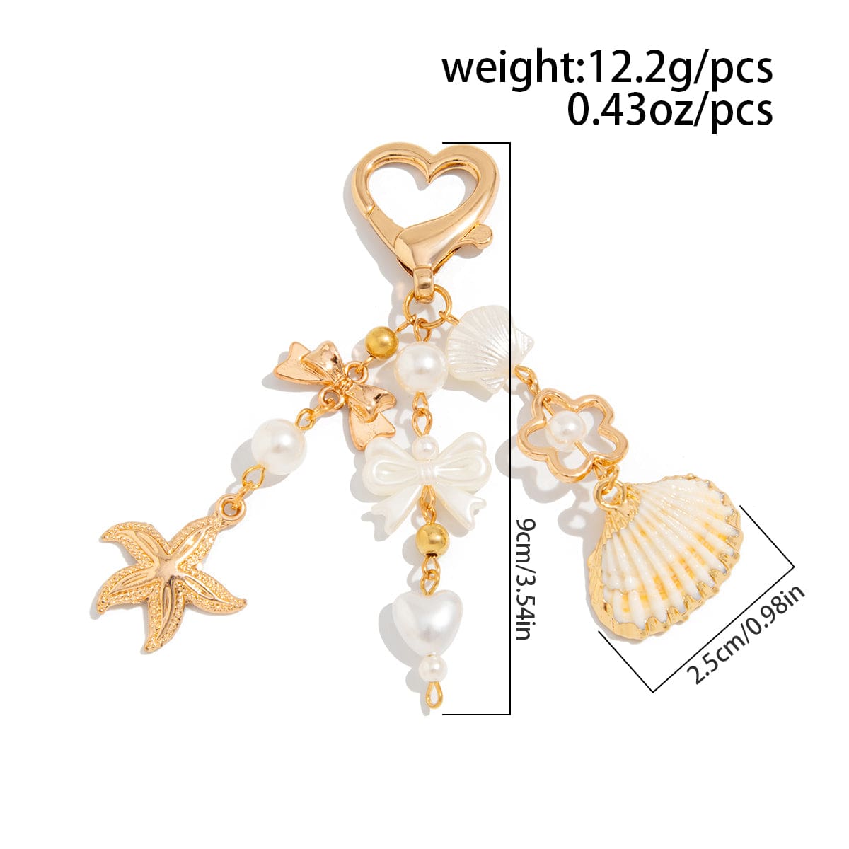 Trendy Shell Starfish Pearl Bowknot Pendant Heart Keychain - ArtGalleryZen
