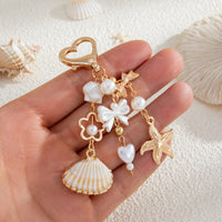 Thumbnail for Trendy Shell Starfish Pearl Bowknot Pendant Heart Keychain - ArtGalleryZen
