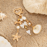 Thumbnail for Trendy Shell Starfish Pearl Bowknot Pendant Heart Keychain - ArtGalleryZen