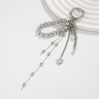 Thumbnail for Trendy Silver Tone Heart Star Pendant Ball Chain Keychain - ArtGalleryZen