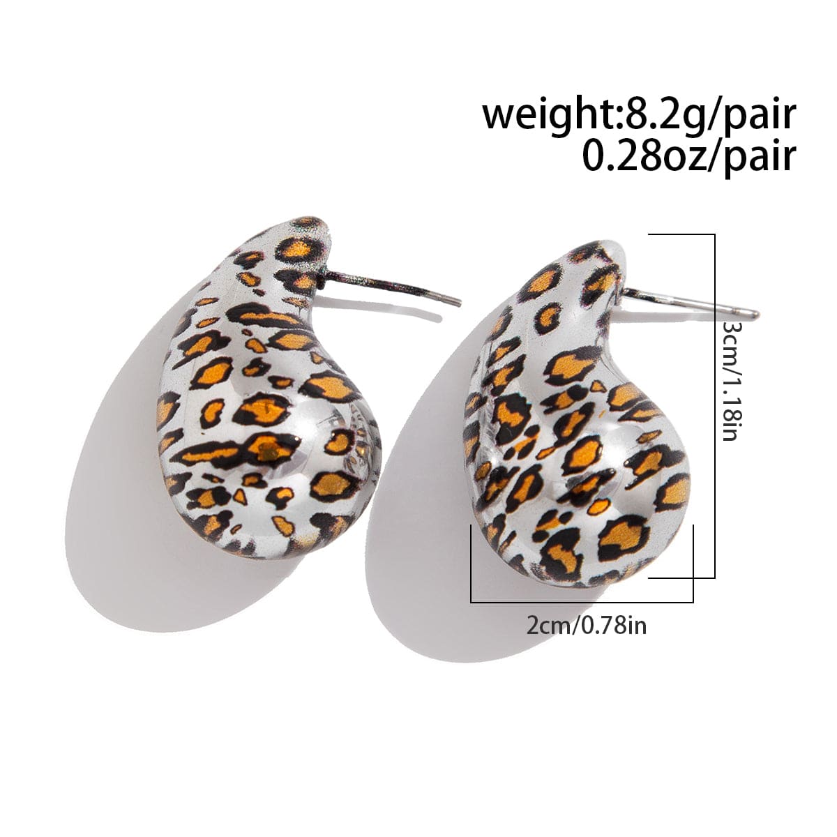 Trendy Silver Tone Leopard Waterdrop Stud Earrings