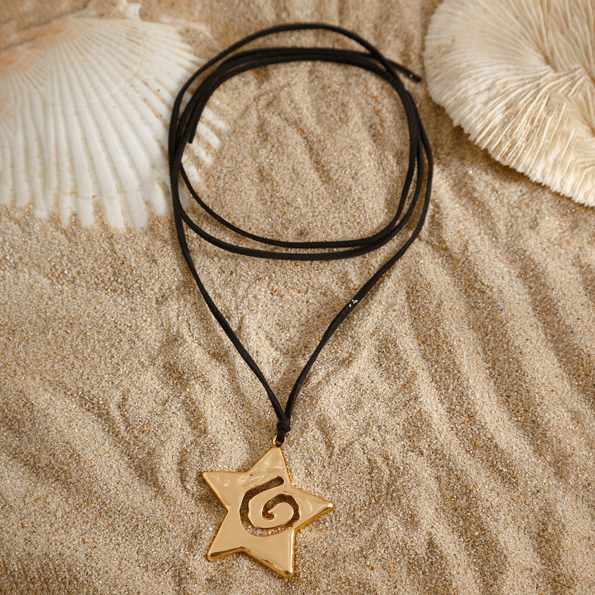 Trendy Spiral Star Pendant Velvet Necklace