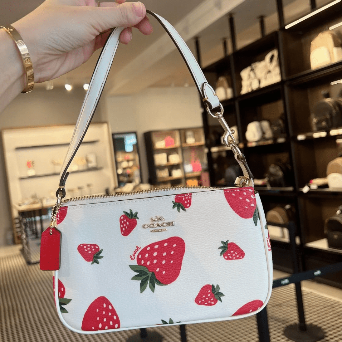 Trendy Strawberry Leather Shoulder Bag - ArtGalleryZen