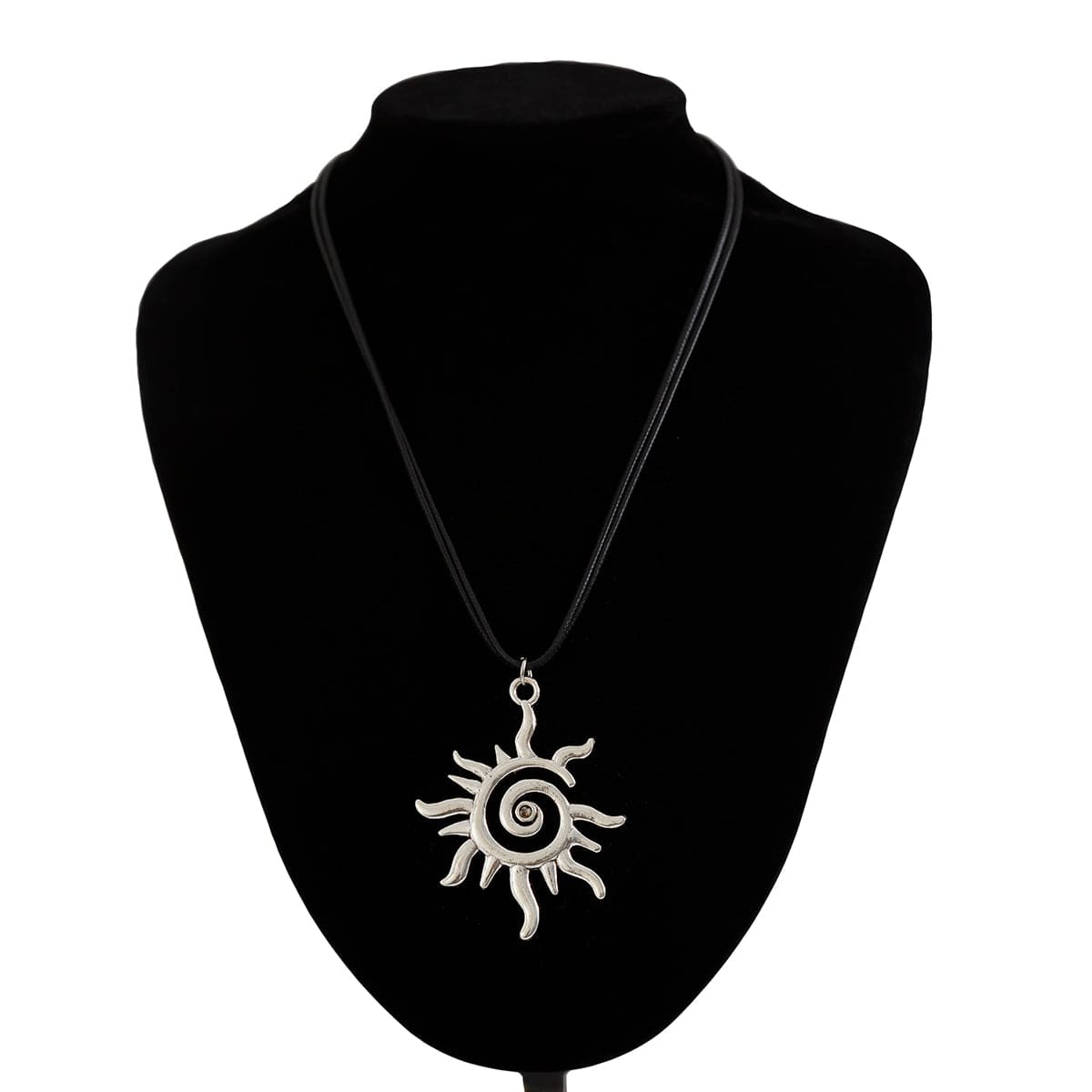 Trendy Sun Pendant Wax Cord String Necklace - ArtGalleryZen