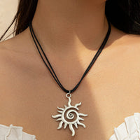 Thumbnail for Trendy Sun Pendant Wax Cord String Necklace