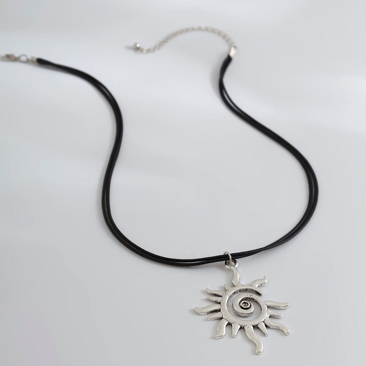 Trendy Sun Pendant Wax Cord String Necklace