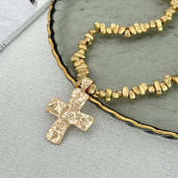Thumbnail for Trendy Textured Cross Pendant Irregular Beaded Chain Necklace - ArtGalleryZen